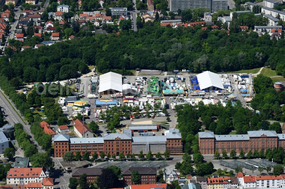 Ingolstadt from the bird's eye view: Fair - event location at festival Festplatz Dreizehnerstrasse in Ingolstadt in the state Bavaria, Germany