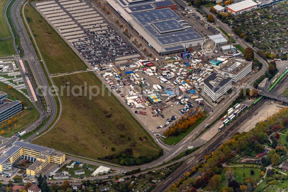 Freiburg im Breisgau from the bird's eye view: Fair - event location at festival Freiburger Herbstmesse in Freiburg im Breisgau in the state Baden-Wuerttemberg, Germany