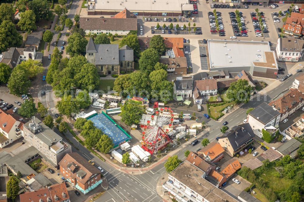 Herringen from above - Fair - event location at festival on Herringer Markt in Herringen in the state North Rhine-Westphalia, Germany