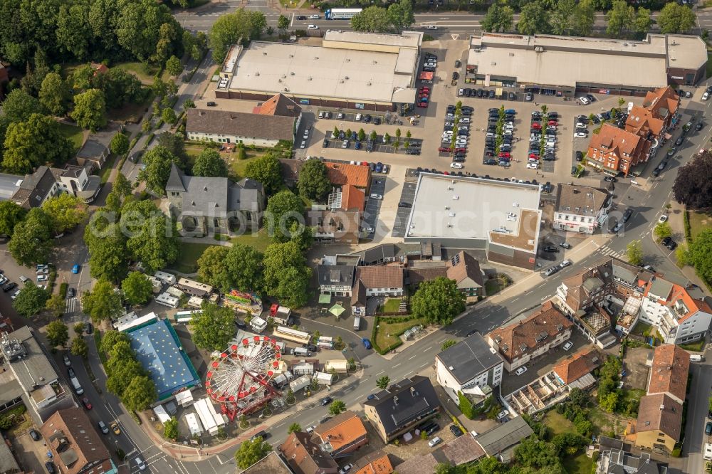 Aerial image Herringen - Fair - event location at festival on Herringer Markt in Herringen in the state North Rhine-Westphalia, Germany