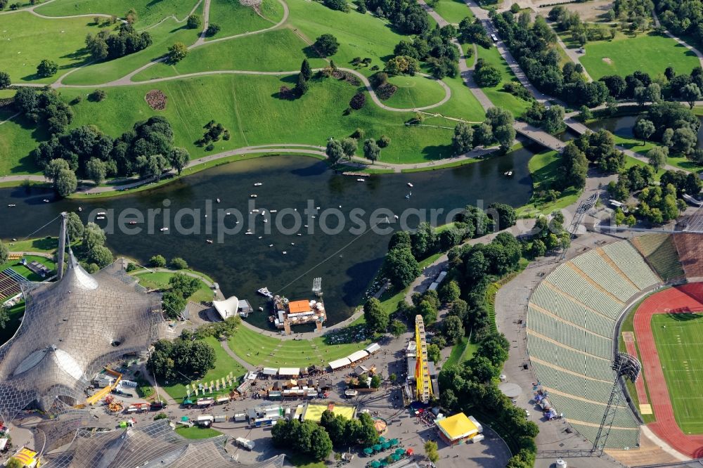 München from above - Fair - event location at festival Imparg Sommerfestival in Munich in the state Bavaria, Germany