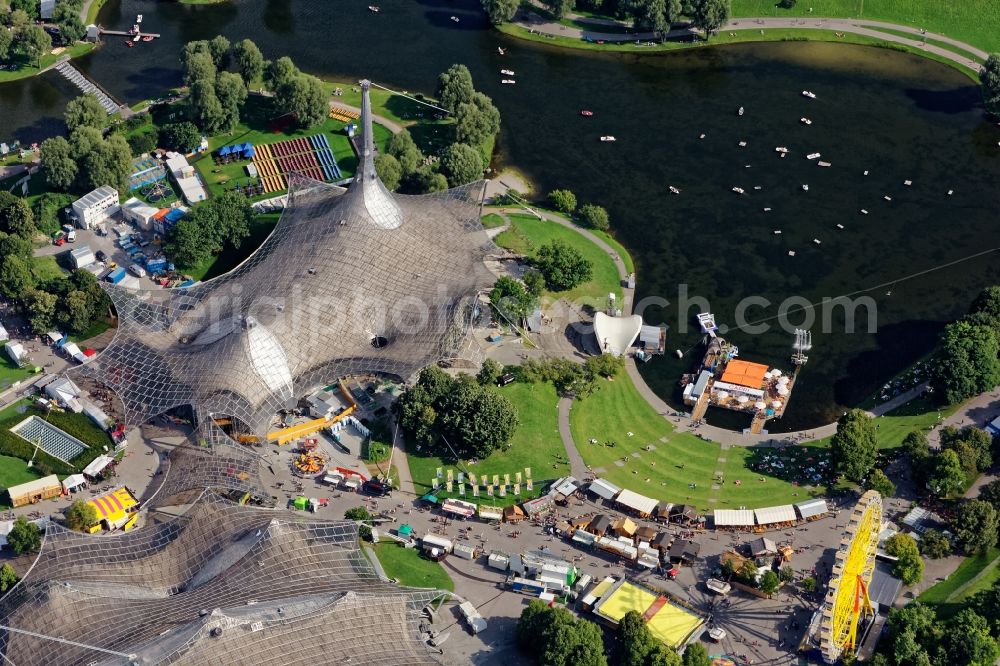 Aerial image München - Fair - event location at festival Imparg Sommerfestival in Munich in the state Bavaria, Germany