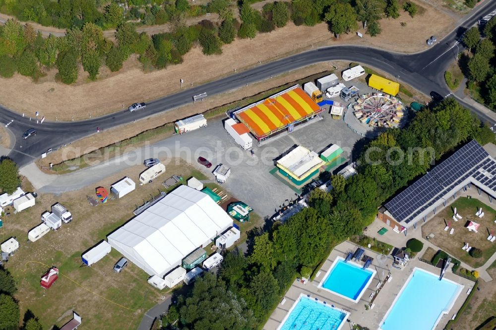 Rosdorf from above - Fair - event location at festival Kirmes Rosdorf in Rosdorf in the state Lower Saxony, Germany