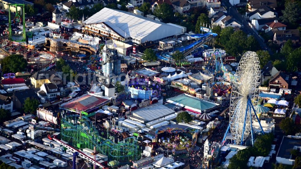 Bonn from above - Fair - event location at festival on Markt in the district Puetzchen-Bechlinghoven in Bonn in the state North Rhine-Westphalia, Germany