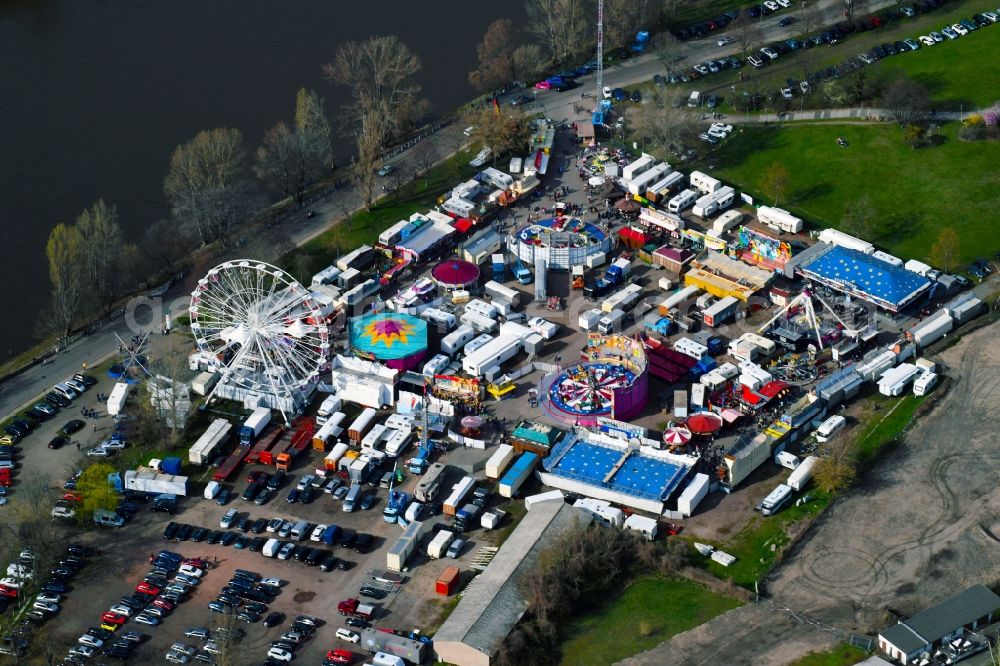 Aerial image Magdeburg - Fair - event location at festival Fruehjahrsmesse on Messeplatz Max Wille in Magdeburg in the state Saxony-Anhalt, Germany