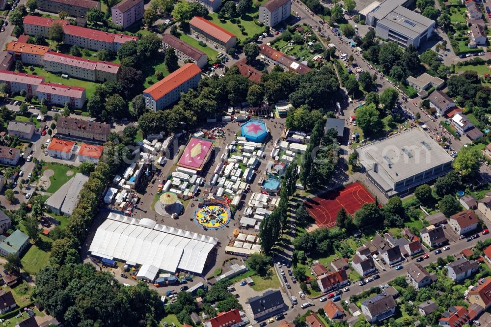 Neuburg an der Donau from the bird's eye view: Fair - event location at the festival in Neuburg an der Donau in the state Bavaria