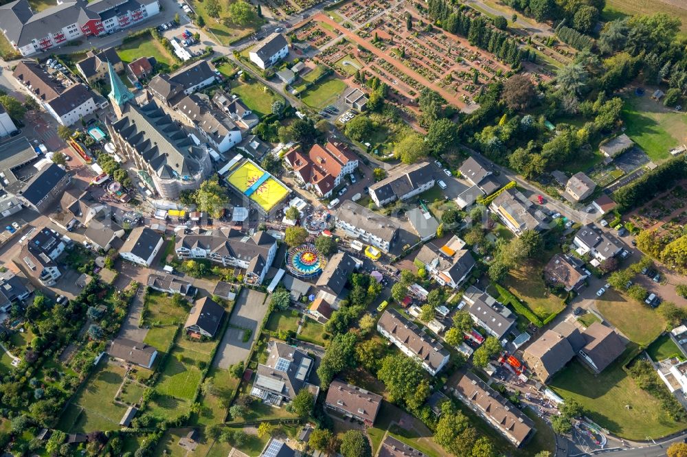 Hattingen from above - Fair - event location at festival near the dom in Hattingen in the state North Rhine-Westphalia