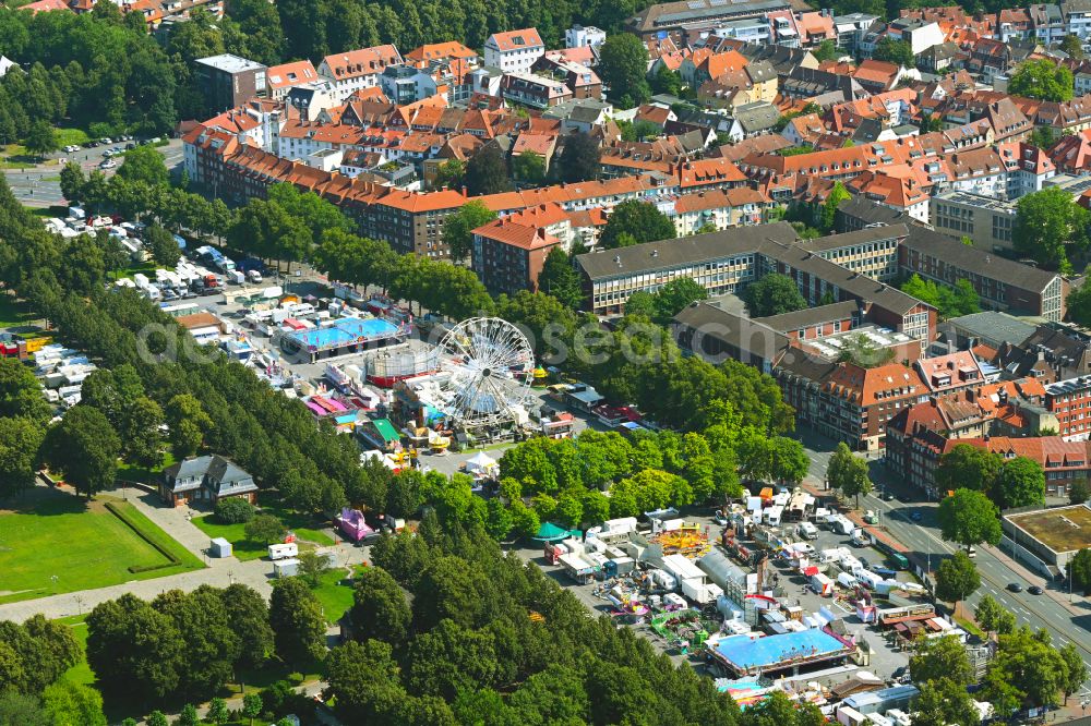 Münster from above - Fair - event location at festival Send on Schlossplatz in the district Altstadt in Muenster in the state North Rhine-Westphalia, Germany