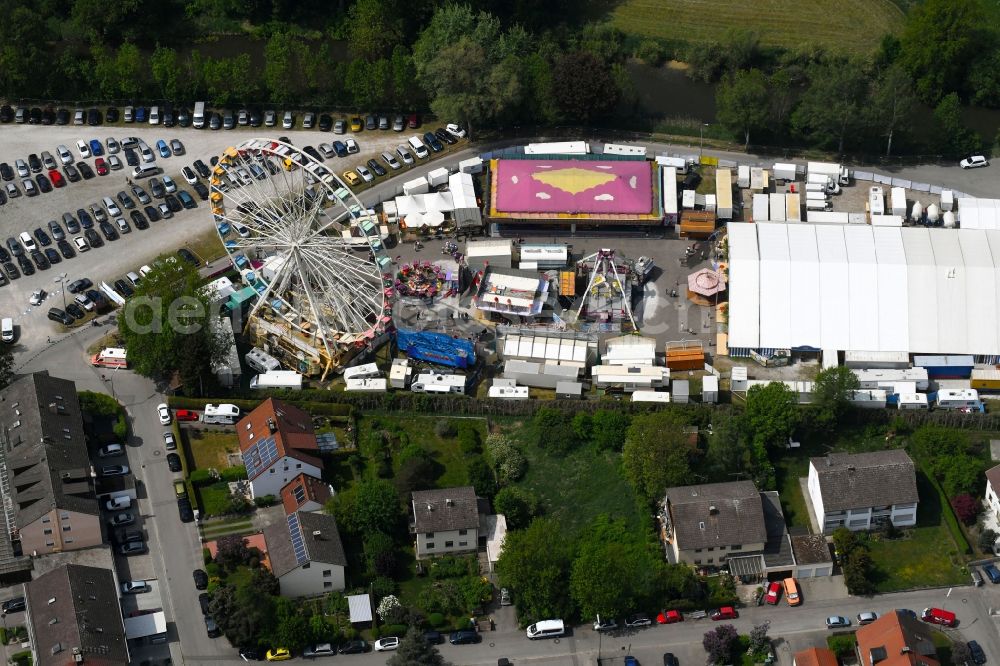 Aerial image Markt Indersdorf - Fair - event location at festival Am Wehr in Markt Indersdorf in the state Bavaria, Germany