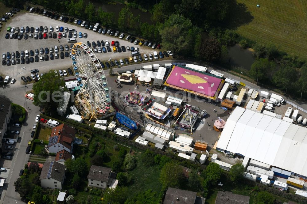 Aerial photograph Markt Indersdorf - Fair - event location at festival Am Wehr in Markt Indersdorf in the state Bavaria, Germany