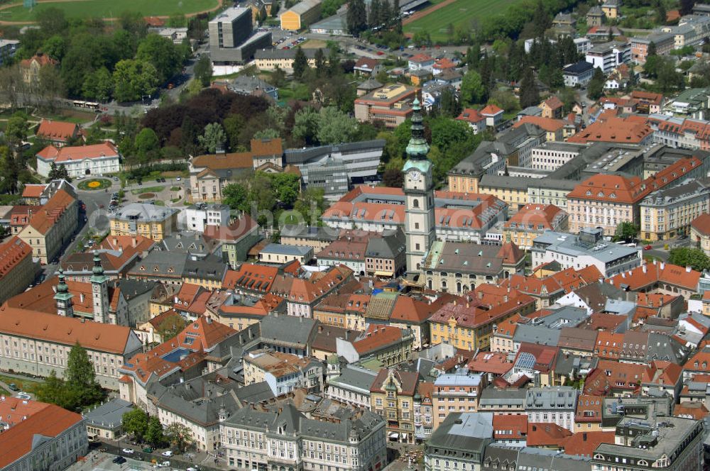 Aerial photograph Klagenfurt - Blick auf das Altstadtzentrum von Klagenfurt im Bereich Pfarrhofgasse, Renngasse, Pfarrplatz, Herrengasse.