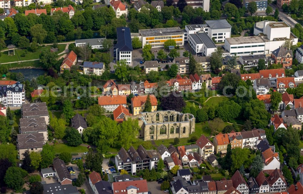 Lippstadt from the bird's eye view: View of the church Kleine Marienkirche in Lippstadt in the state North Rhine-Westphalia