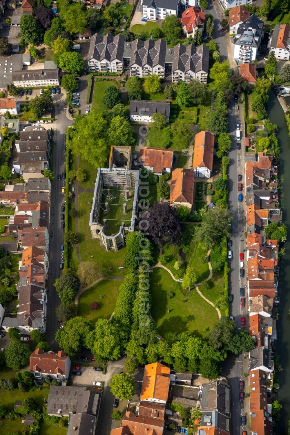 Lippstadt from above - View of the church Kleine Marienkirche in Lippstadt in the state North Rhine-Westphalia