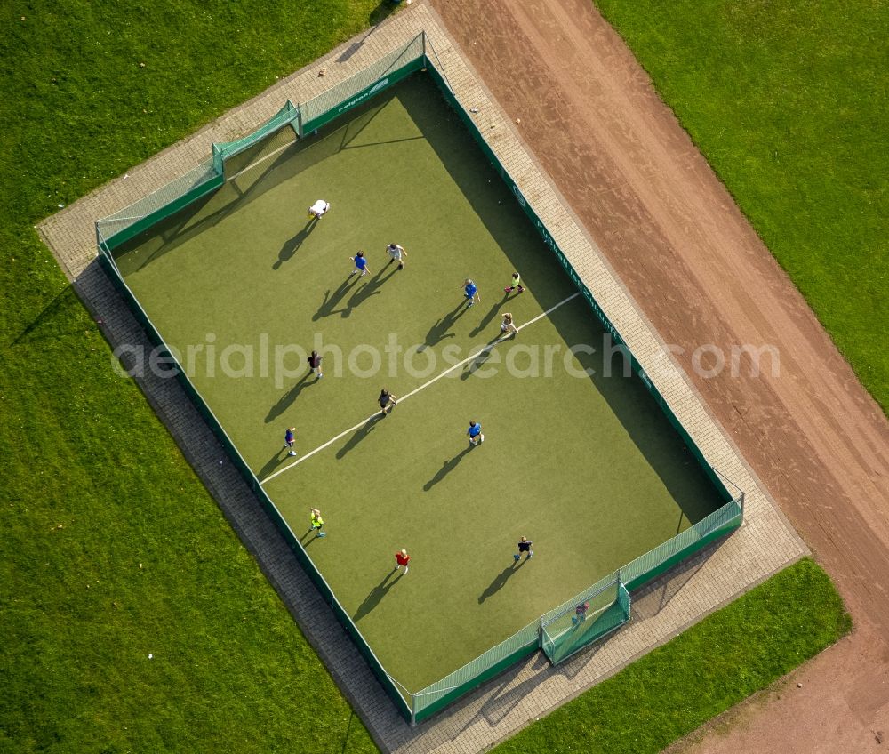 Dinslaken from above - View of a small football pitch in Dinslaken in the state North Rhine-Westphalia