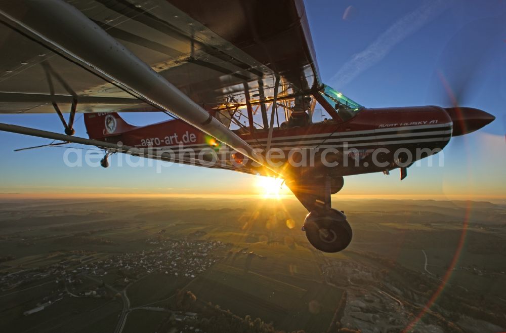 Bad Ditzenbach from above - Small aircraft / aircraft type Aviat Husky in flight at Bad Dietzenbach EDPB in Baden-Wuerttemberg