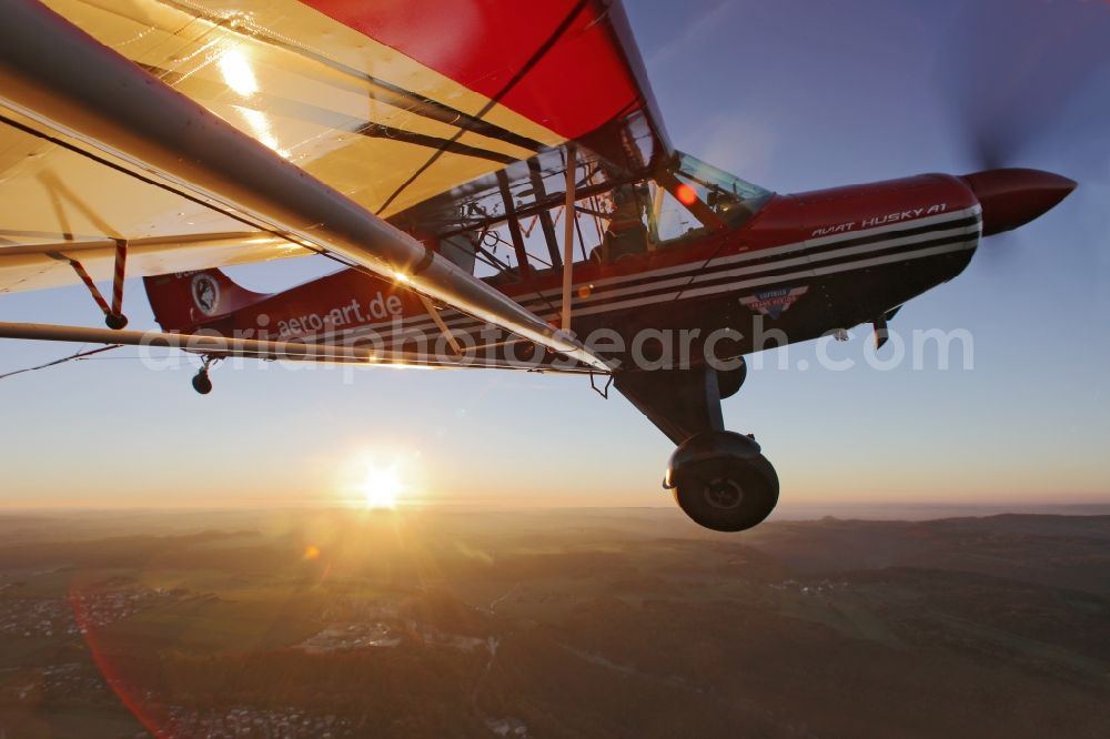 Aerial image Bad Ditzenbach - Small aircraft / aircraft type Aviat Husky in flight at Bad Dietzenbach EDPB in Baden-Wuerttemberg