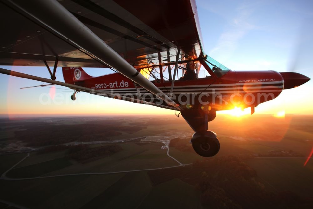 Aerial photograph Bad Ditzenbach - Small aircraft / aircraft type Aviat Husky in flight at Bad Dietzenbach EDPB in Baden-Wuerttemberg