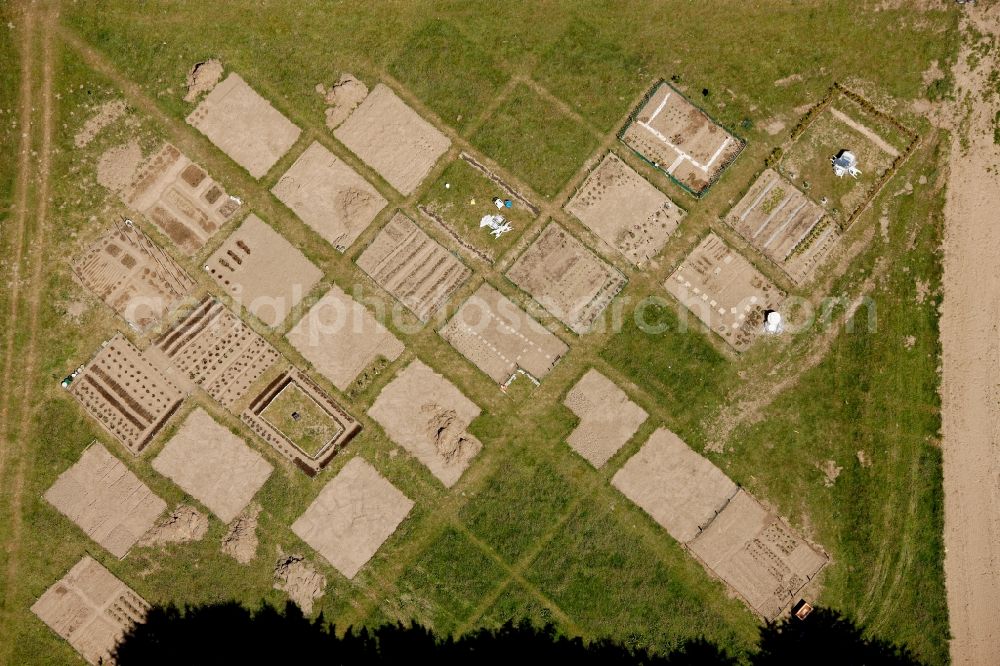 Aerial photograph Menden (Sauerland) - Allotment fields on a meadow at the edge of town Menden (Sauerland) in North Rhine-Westphalia