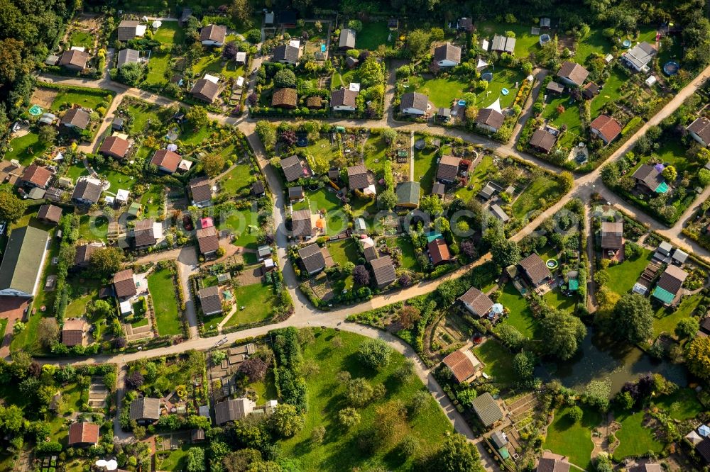 Aerial photograph Bottrop - View of an allotment in Bottrop in the state North-Rhine Westphalia