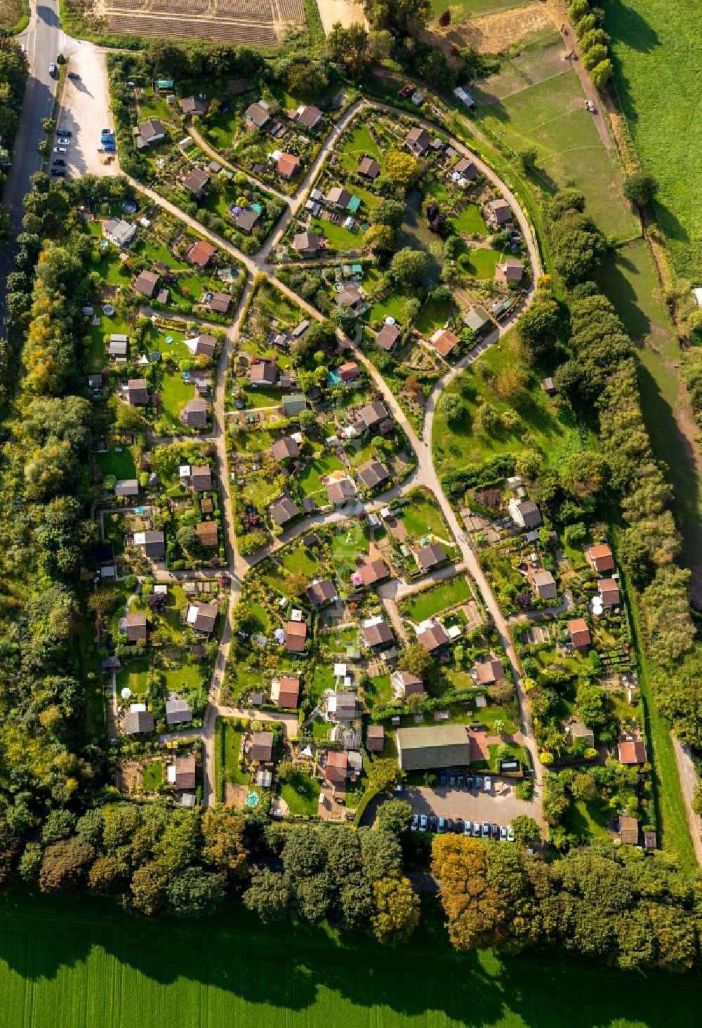 Bottrop from above - View of an allotment in Bottrop in the state North-Rhine Westphalia