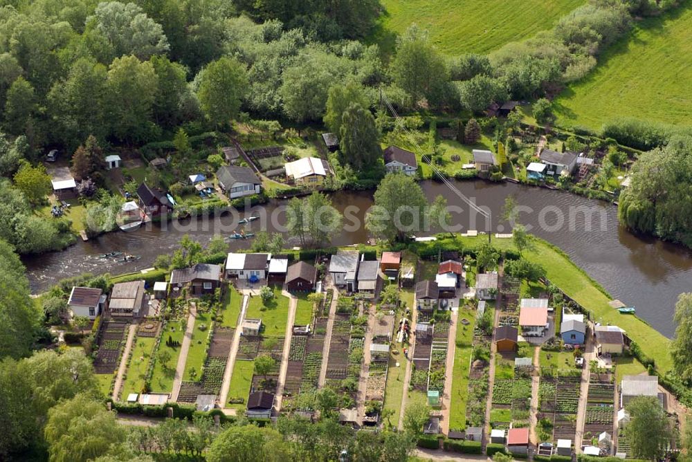 Bützow from above - Kleingartenanlage Warnowgrund e.V. Bützow; Gründung: - erste Dokumente 1938,- letzte Neugründung 28. 01. 1995; Zweck: - Anbau von Gemüse und Obst zum Eigenverbrauch und Erholung; Vorsitzender: Gerhard Pietsch; Rühner Landweg 31; 18246 Bützow; Tel.: 03 84 61 / 5 25 32;