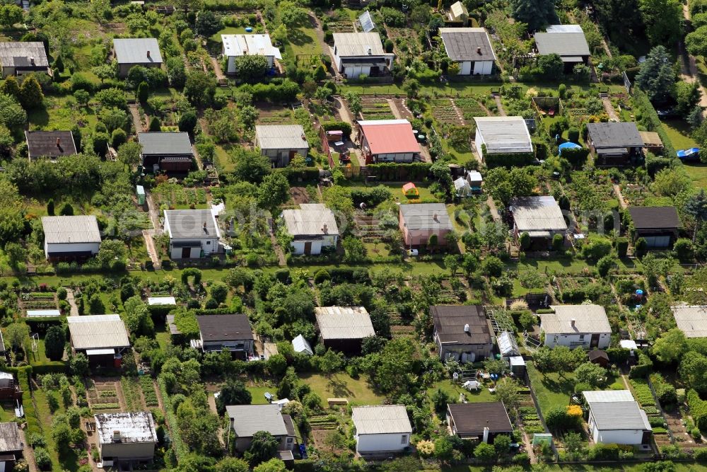 Aerial image Arnstadt - The allotment site on Dornheimer Berg located on the street Stadtilmer in Arnstadt in Thuringia