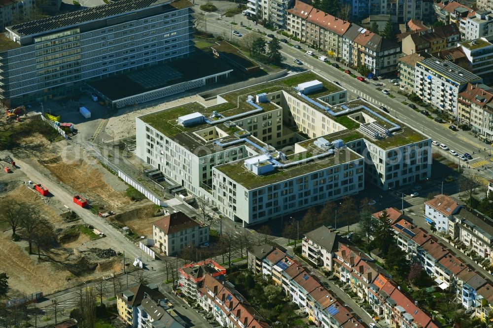 Aerial image Basel - New construction of the clinic building University Old Age Medicine Felix Platter in the district Iselin in Basel, Switzerland