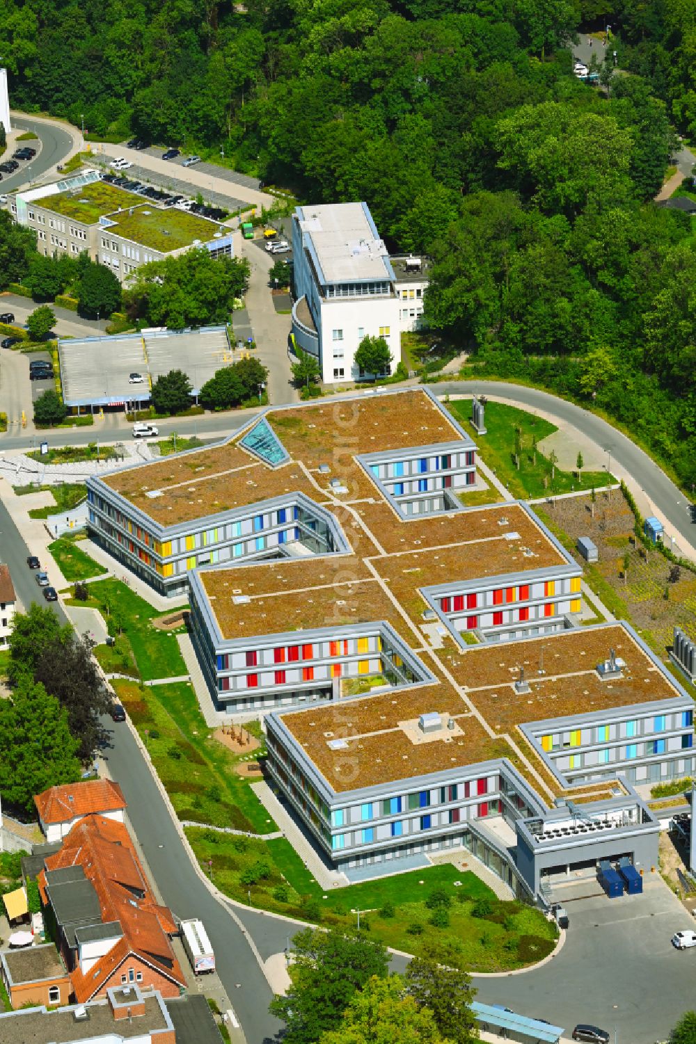 Aerial image Bielefeld - Clinic and hospital complex of the Children's Hospital at Bethesdaweg corner Grenzweg in Bielefeld in the federal state of North Rhine-Westphalia, Germany