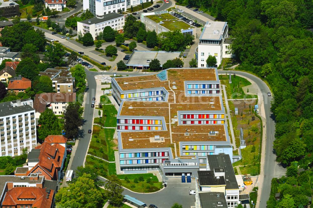 Bielefeld from above - Clinic and hospital complex of the Children's Hospital at Bethesdaweg corner Grenzweg in Bielefeld in the federal state of North Rhine-Westphalia, Germany