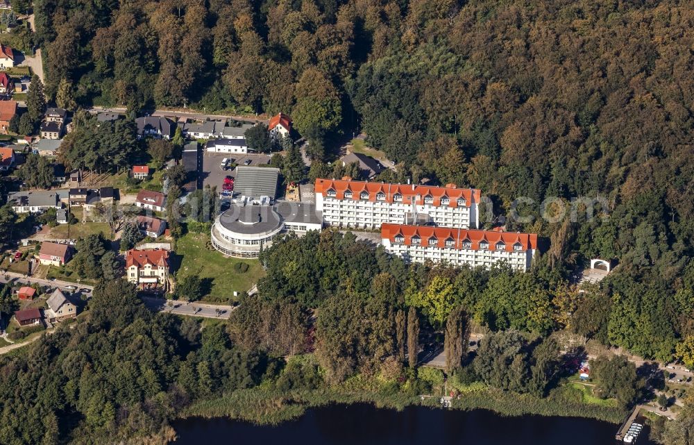 Loddin from above - Clinic building of the children Rehazentrum Usedom in the district of Koelpinsee in Loddin in the federal state Mecklenburg-West Pomerania