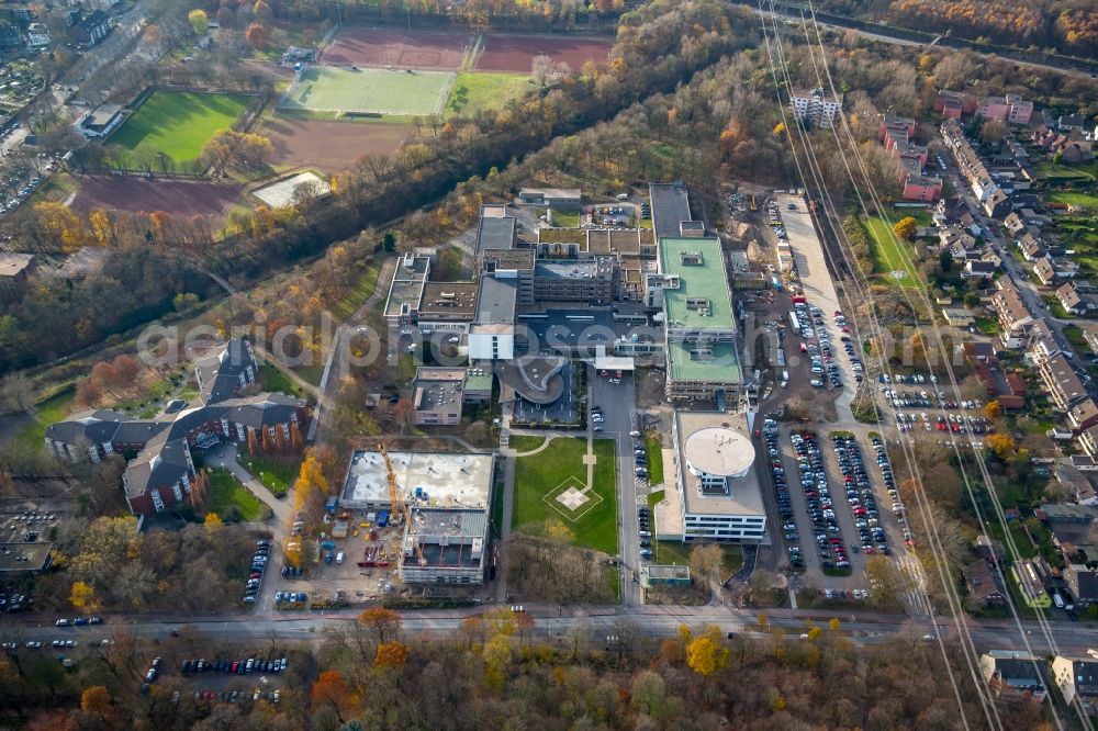 Duisburg from above - Hospital grounds of the Evangelical Hospital Duisburg-Nord in the district Hamborn in Duisburg in the state North Rhine-Westphalia