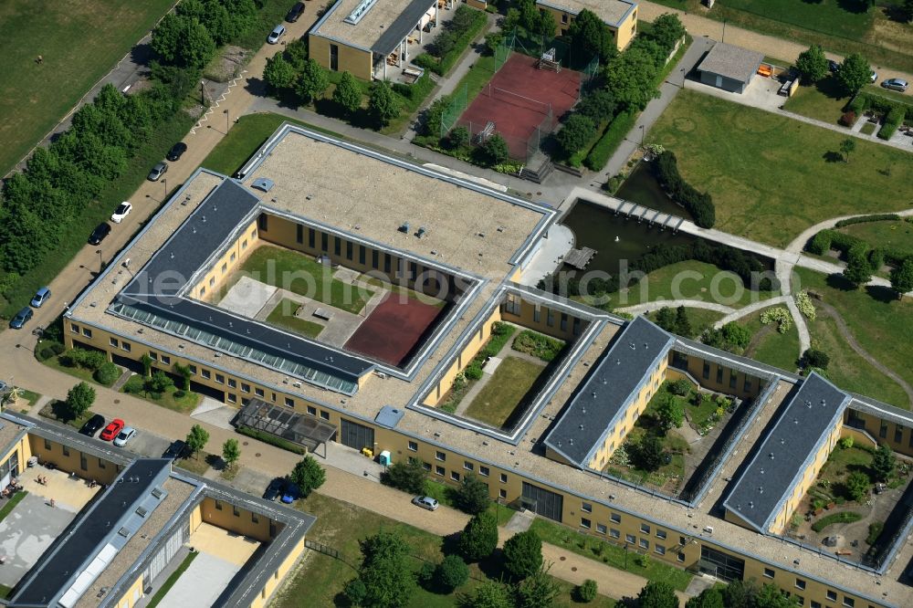 Bernburg (Saale) from above - Hospital grounds of the Clinic Center Bernburg in Bernburg (Saale) in the state Saxony-Anhalt