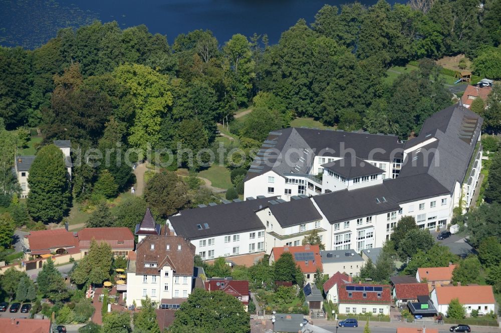 Buckow (Märkische Schweiz) from above - Clinic of the hospital grounds of Immanuel Clinicum Maerkische Schweiz in Buckow (Maerkische Schweiz) in the state of Brandenburg. The complex is located on Griepensee