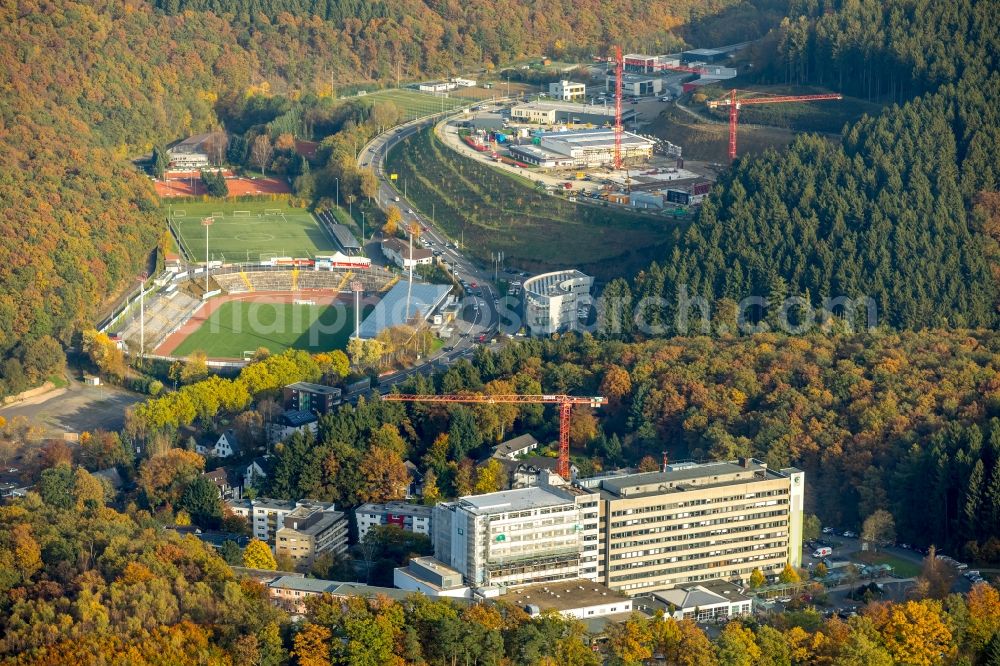 Aerial image Siegen - Hospital grounds of the Clinic Jung-Stilling-Hospital in Siegen in the state North Rhine-Westphalia