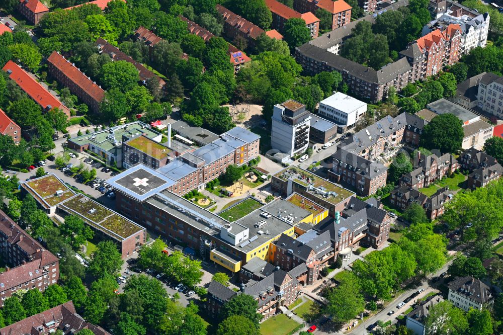 Aerial photograph Hamburg - Hospital grounds of the Clinic AKK Altonaer Kinderkrankenhaus gGmbH on Bleickenallee in the district Altona in Hamburg, Germany