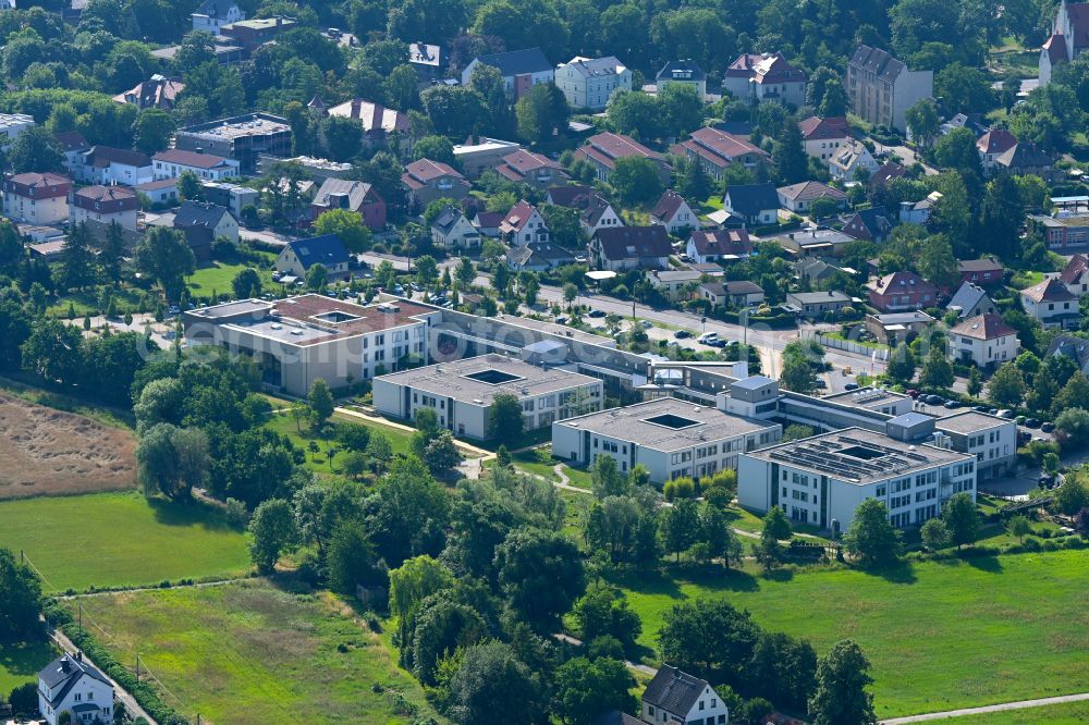 Aerial image Lutherstadt Wittenberg - Hospital grounds of the Clinic Alexianer Klinik Bosse on street Hans-Lufft-Strasse in Lutherstadt Wittenberg in the state Saxony-Anhalt, Germany