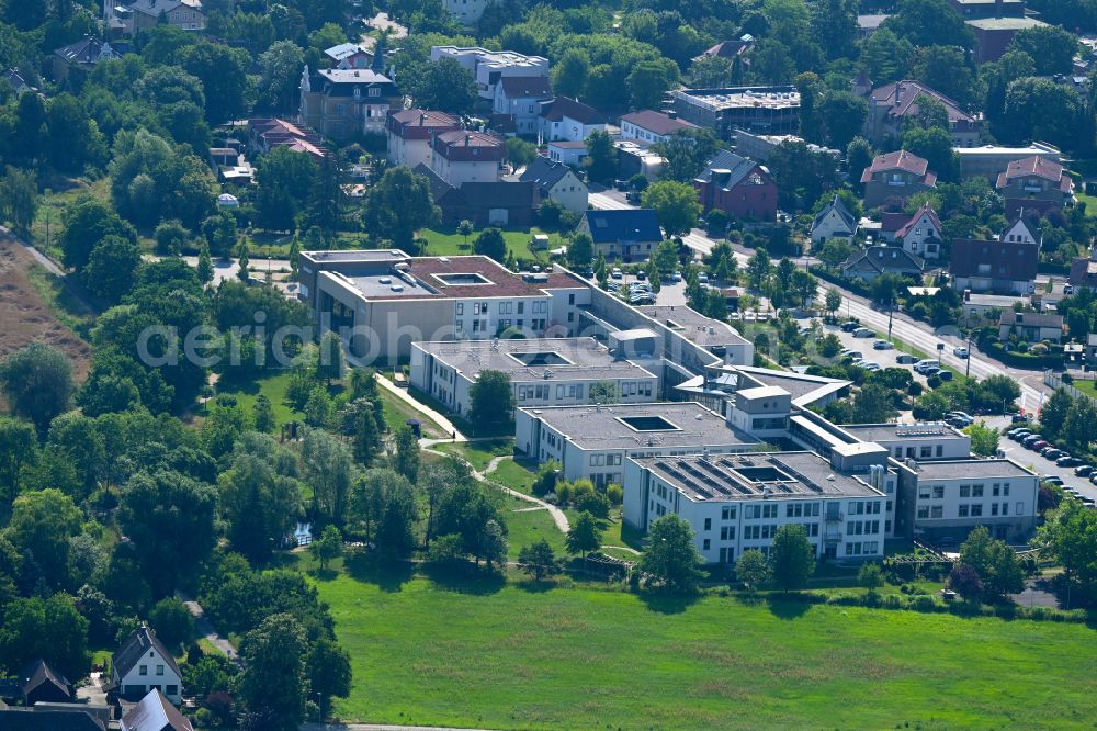 Aerial photograph Lutherstadt Wittenberg - Hospital grounds of the Clinic Alexianer Klinik Bosse on street Hans-Lufft-Strasse in Lutherstadt Wittenberg in the state Saxony-Anhalt, Germany