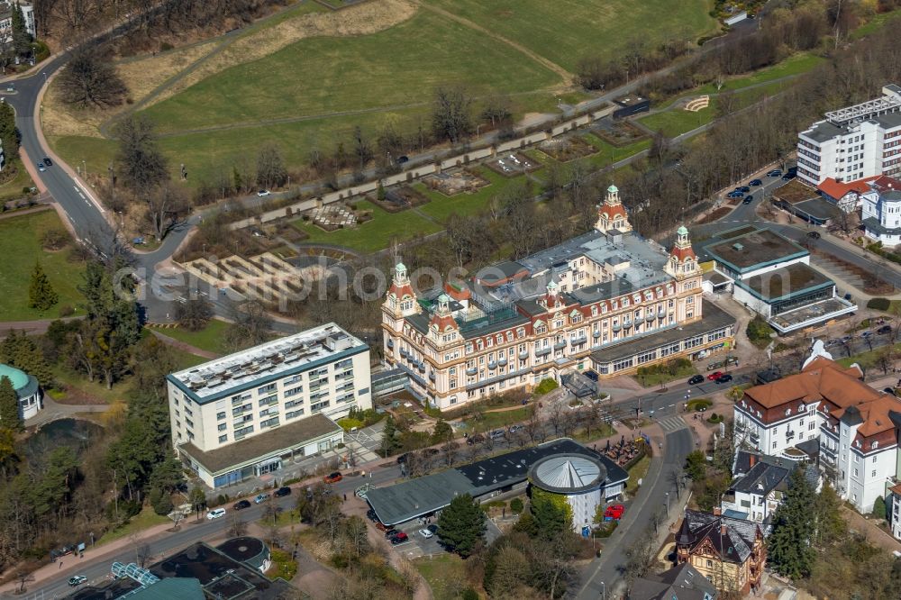 Aerial photograph Bad Wildungen - Hospital grounds of the Clinic Asklepios Fachklinik Fuerstenhof on Brunnenallee in Bad Wildungen in the state Hesse, Germany