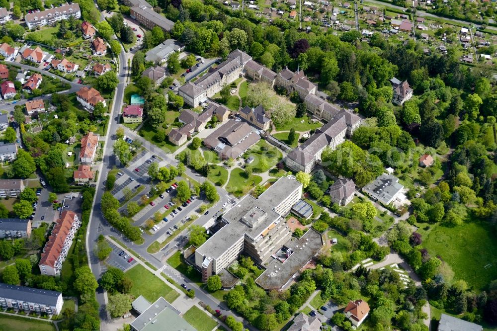 Aerial photograph Göttingen - Hospital grounds of the Clinic Asklepios Fachklinikum in Goettingen in the state Lower Saxony, Germany