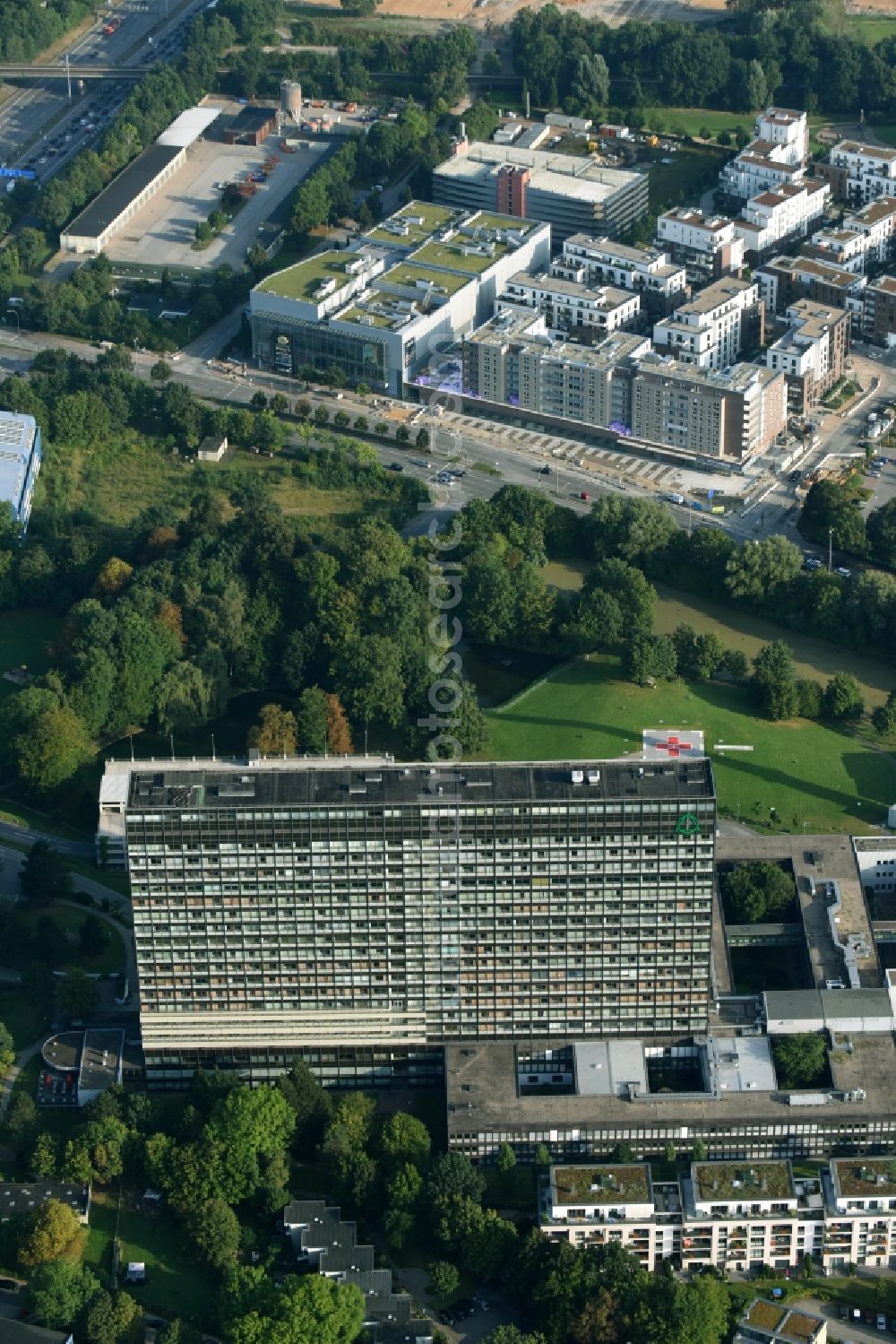 Aerial photograph Hamburg - Hospital grounds of the ClinicAsklepios Klinik Altona in the Paul-Ehrlich-Strasse in Hamburg