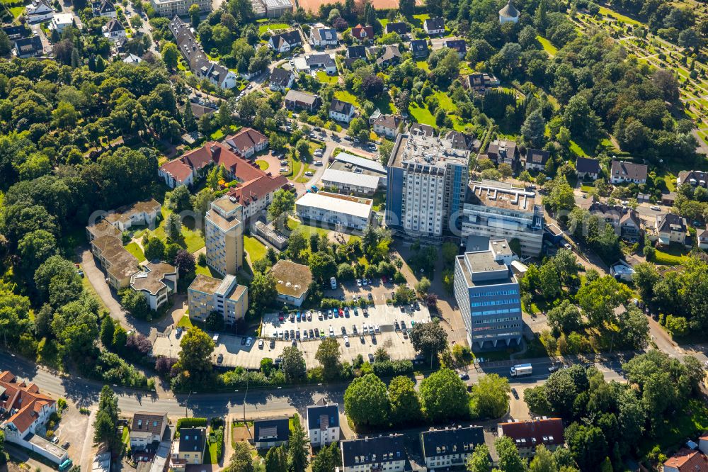 Aerial image Hattingen - Hospital grounds of the Clinic Augusta-Kranken-Anstalt gGmbH on street Bredenscheider Strasse in Hattingen at Ruhrgebiet in the state North Rhine-Westphalia, Germany