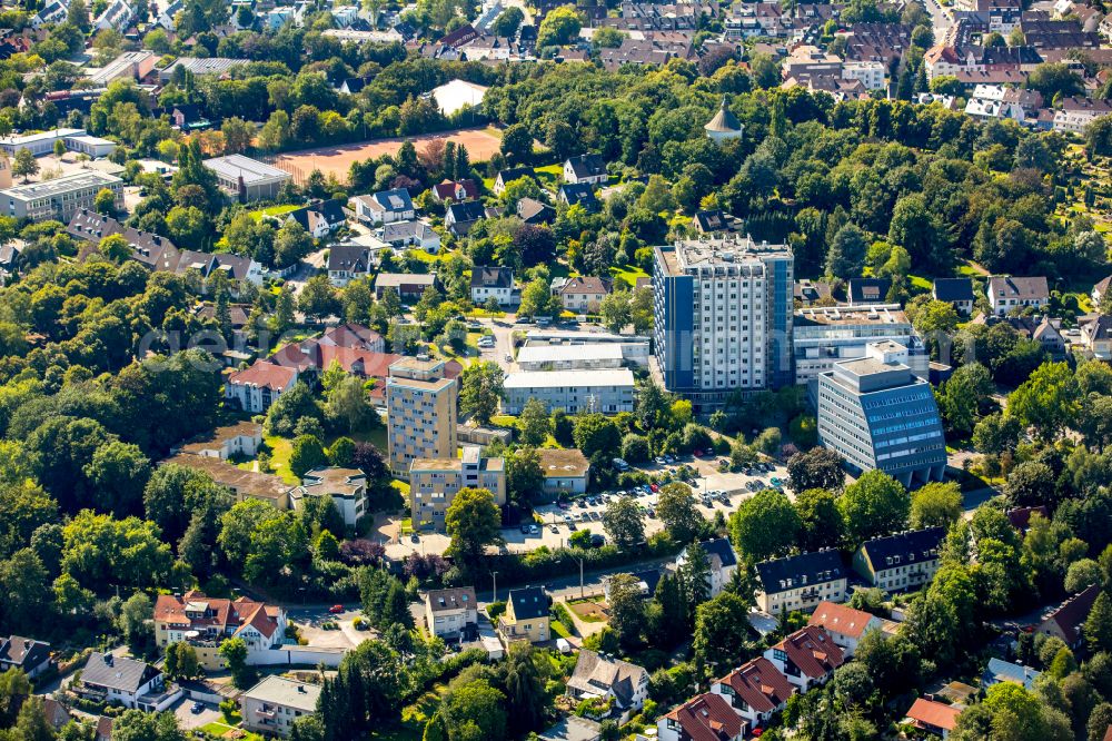 Hattingen from the bird's eye view: Hospital grounds of the Clinic Augusta-Kranken-Anstalt gGmbH on street Bredenscheider Strasse in Hattingen at Ruhrgebiet in the state North Rhine-Westphalia, Germany