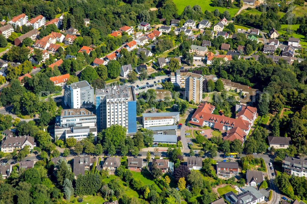 Hattingen from the bird's eye view: Hospital grounds of the Clinic Augusta-Kranken-Anstalt gGmbH on street Bredenscheider Strasse in Hattingen at Ruhrgebiet in the state North Rhine-Westphalia, Germany