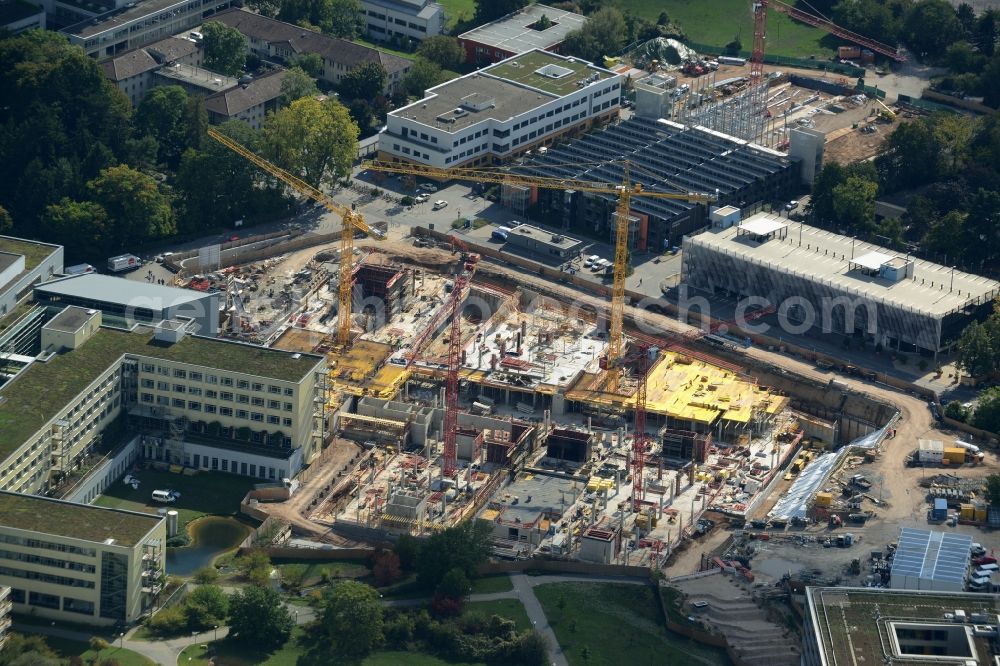 Heidelberg from above - Clinic of the hospital grounds with the construction site for the new building of the Surgical Clinic of the University Hospital in Heidelberg in the state Baden-Wuerttemberg