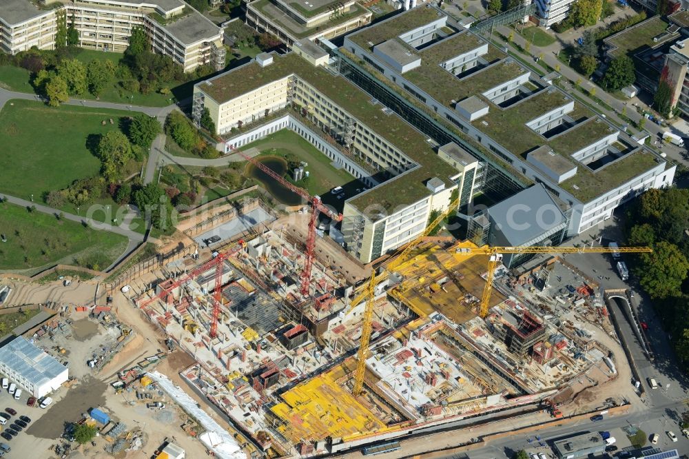 Aerial image Heidelberg - Clinic of the hospital grounds with the construction site for the new building of the Surgical Clinic of the University Hospital in Heidelberg in the state Baden-Wuerttemberg