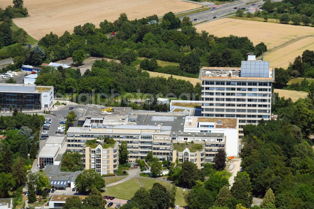 Frankfurt am Main from above - Hospital grounds of the Clinic Berufsgenossenschaftliche Unfallklinik in Frankfurt in the state Hesse, Germany