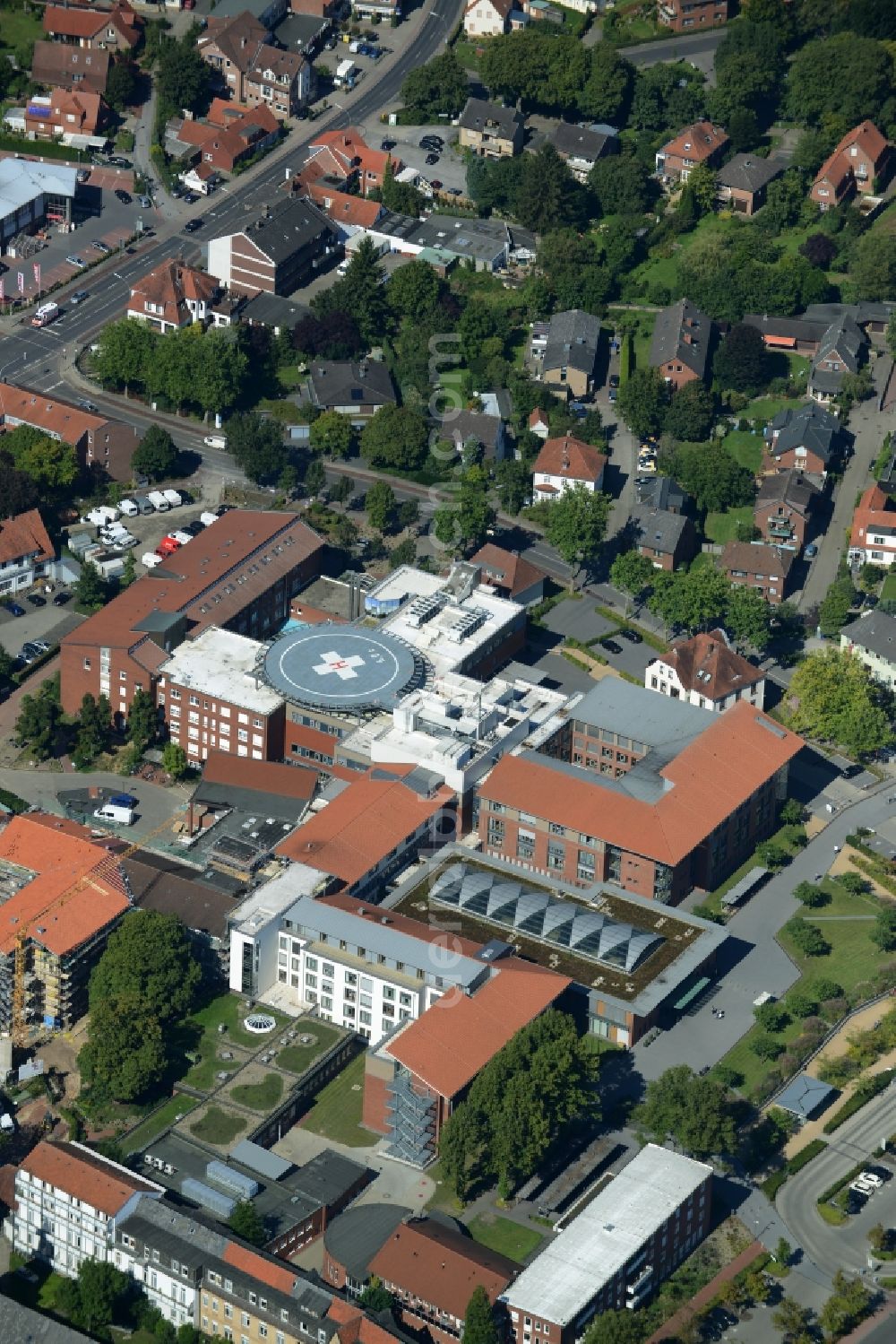 Lingen (Ems) from above - View on the clinic grounds of the Bonifatius Hospital in Lingen ( Ems ) in the state Lower Saxony