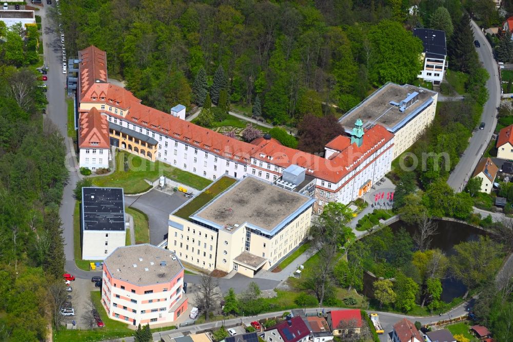 Aerial photograph Görlitz - Hospital grounds of the Clinic St. Carolus on the Carolus street in Goerlitz in the state Saxony, Germany