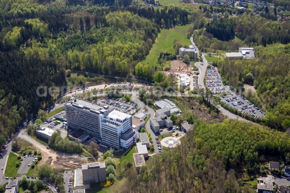 Aerial image Siegen - Hospital grounds of the Clinic Diakonie Klinikum Jung-Stilling on Wichernstrasse in Siegen in the state North Rhine-Westphalia, Germany