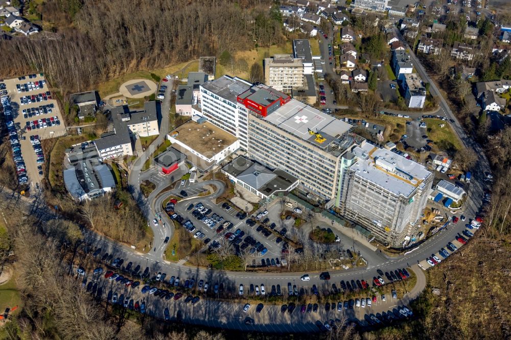 Aerial photograph Siegen - Hospital grounds of the Clinic Diakonie Klinikum Jung-Stilling on Wichernstrasse in Siegen at Siegerland in the state North Rhine-Westphalia, Germany